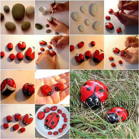 How to DIY Decorative Pebble Ladybugs