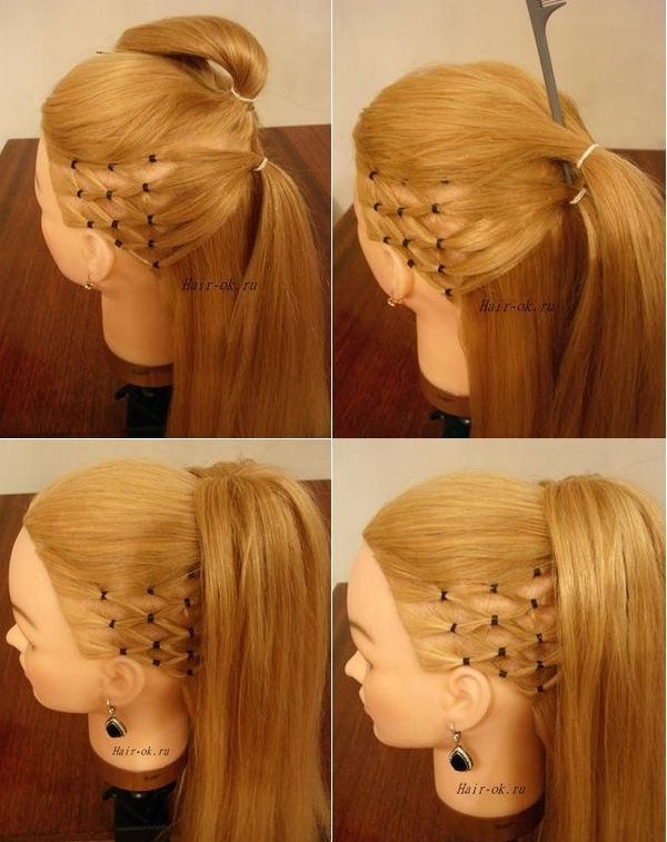 How to DIY High Ponytail with Side Mesh Hairstyle 4