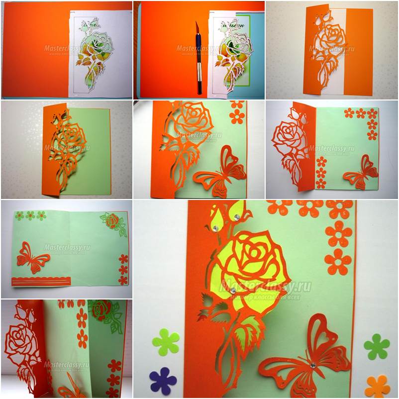 How to DIY Kirigami Rose and Butterfly Greeting Card