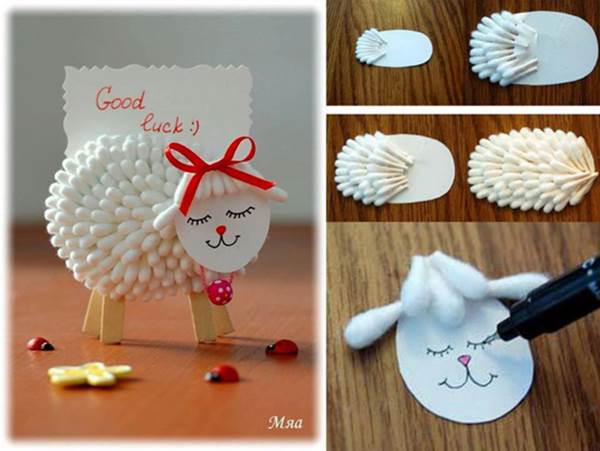 How to DIY Q-tips Lamb Place Card Holder