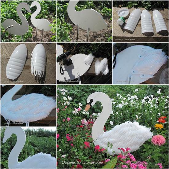 How to DIY Swan Garden Decor from Recycled Plastic Bottles