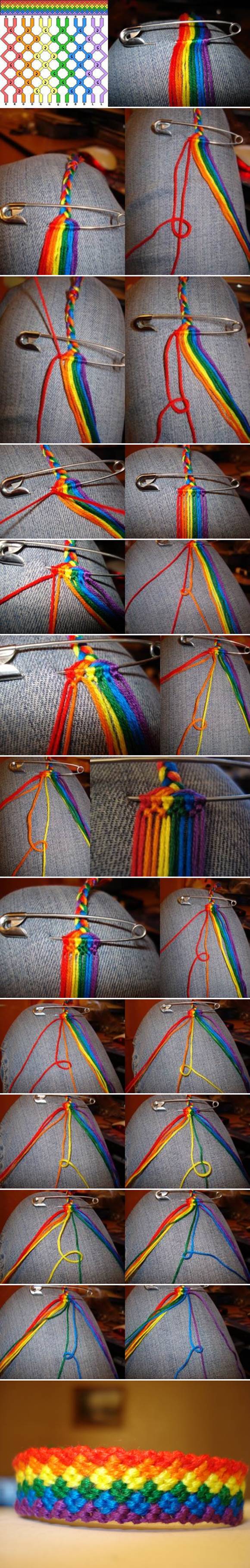 How to DIY Weave Rainbow Color Baubles Bracelet