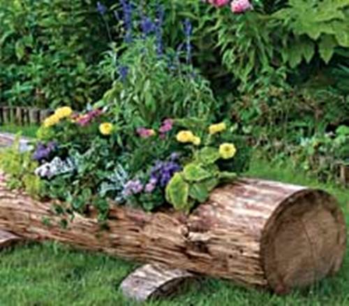 How to Make Beautiful Log Garden Planter 5