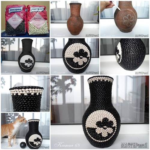 How to Make Black and White Beans Decorated Vase
