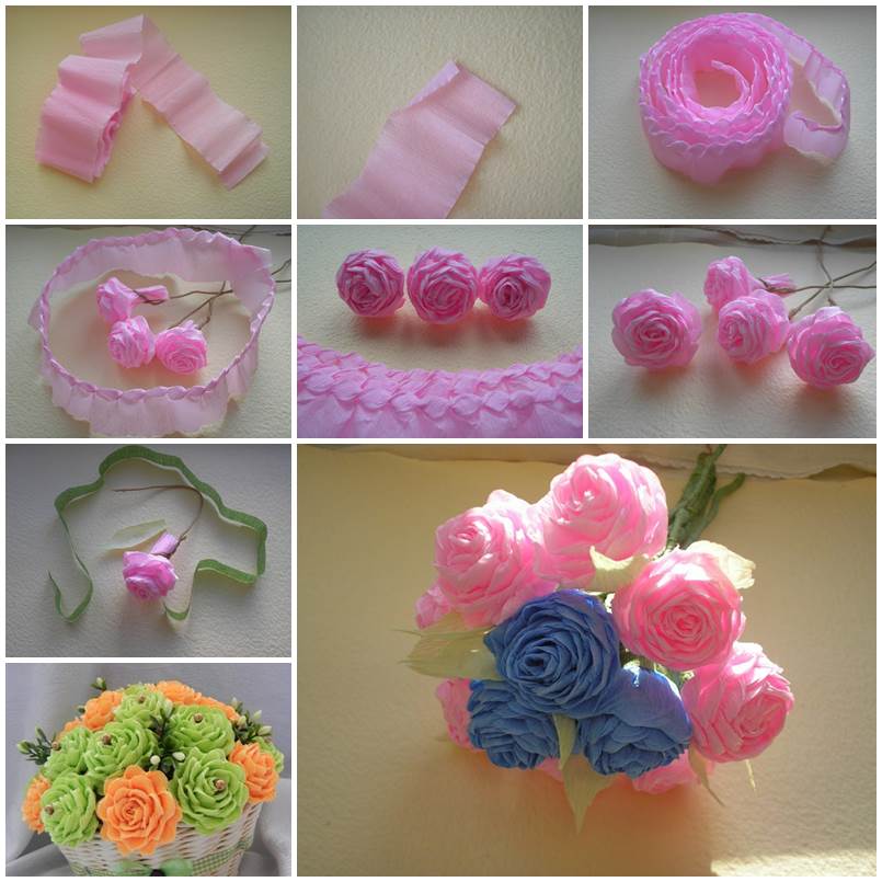 how to make flower with crepe paper