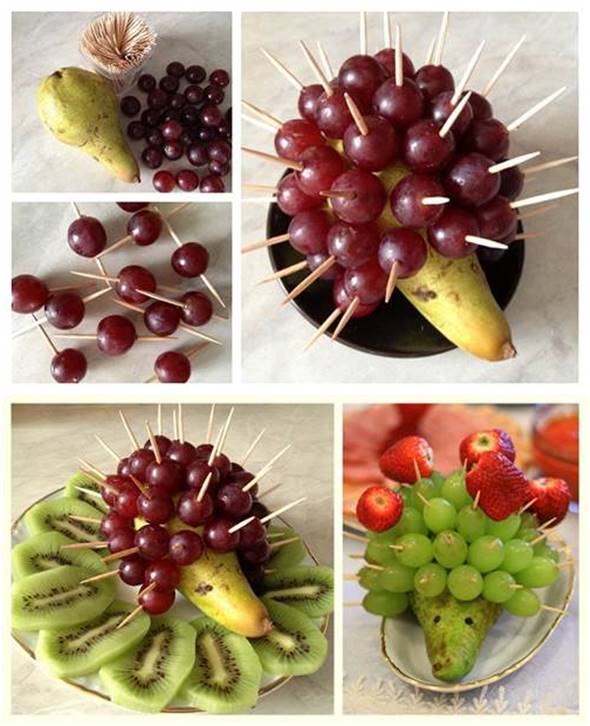 10 Creative DIY Fruit Art --> Fruit Hedgehog