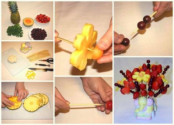 10 Creative DIY Fruit Art --> Fruit Flower Bouquet