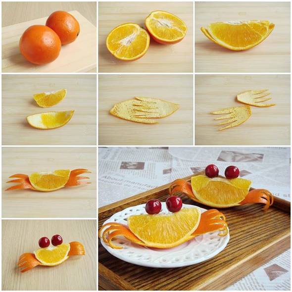 10 Creative DIY Fruit Art --> Orange Crab