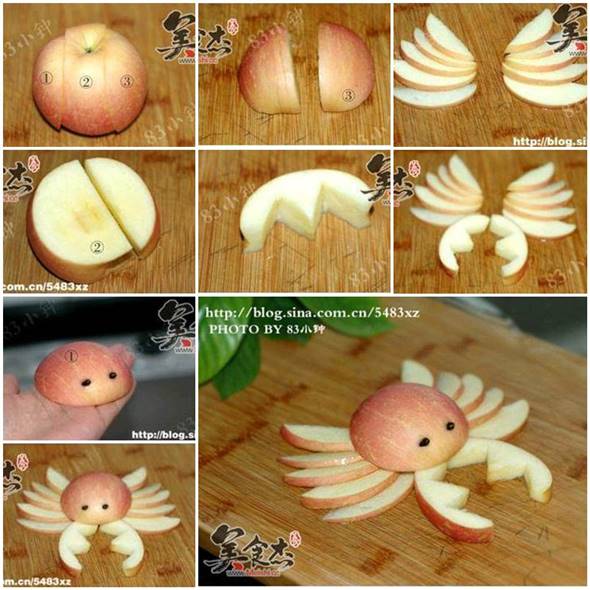 10 Creative DIY Fruit Art --> Apple Crab