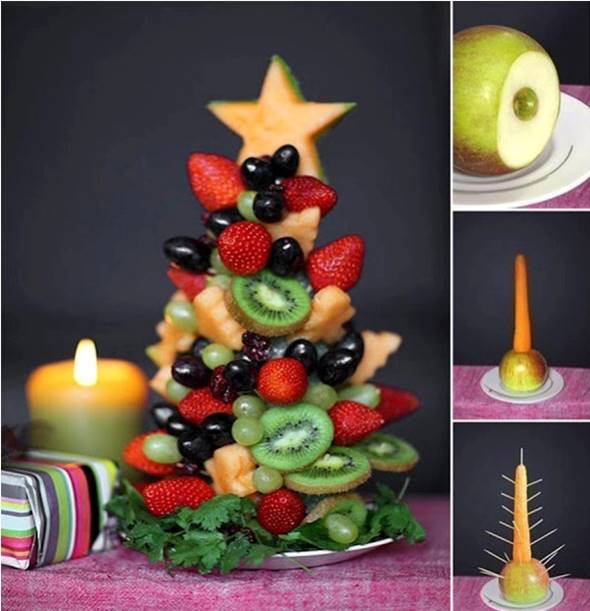 10 Creative DIY Fruit Art --> Fruit Christmas Tree