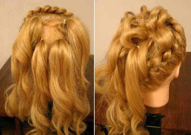 Elegant Hairstyle With Braids and Curls 4