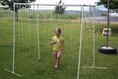 35+ Fun Activities for Kids to Do This Summer --> PVC Pipe Sprinkler 