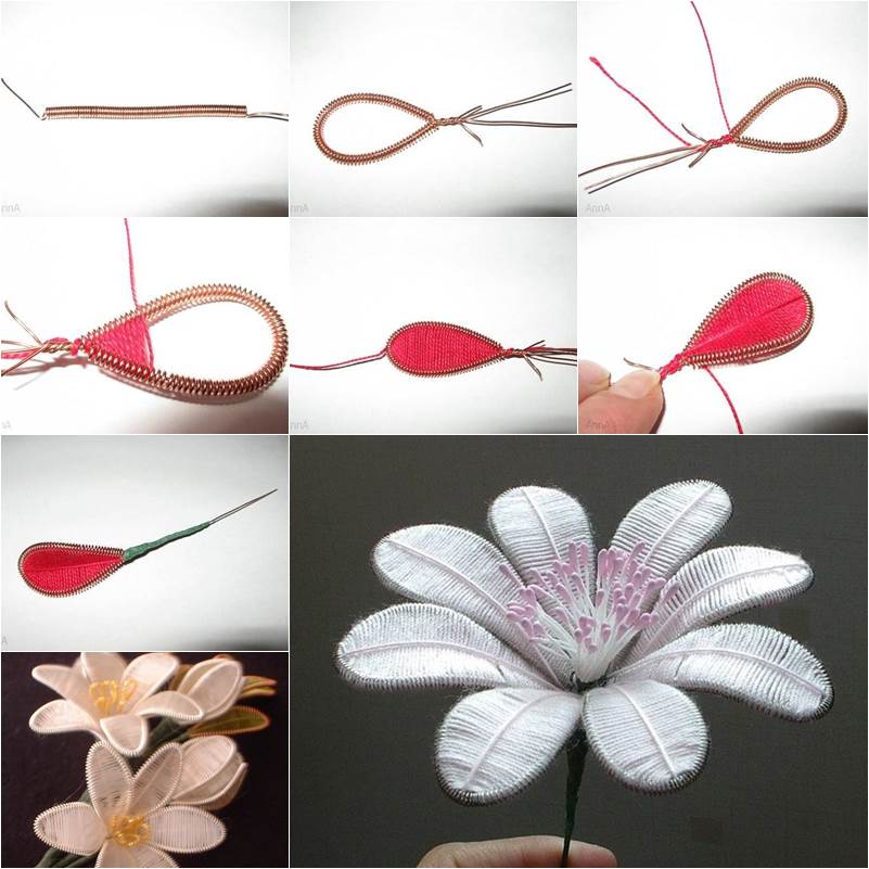 How To DIY Beautiful Flowers From Wire And Thread