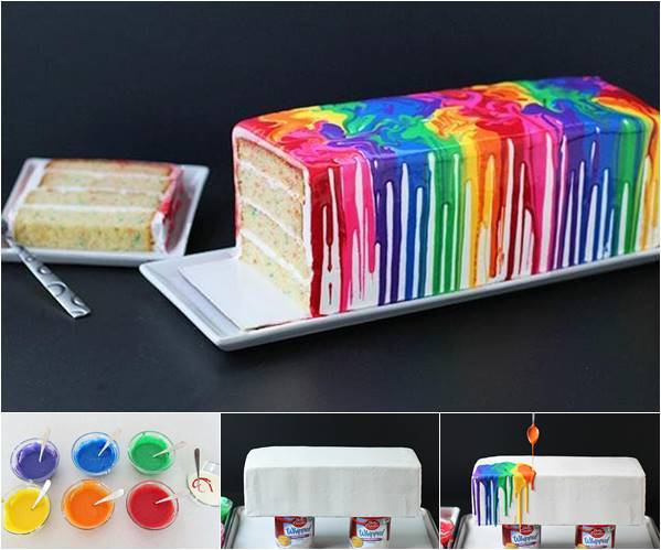 How to DIY Creative Melted Rainbow Cake