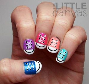 How to DIY Cute Converse Sneakers Nail Art