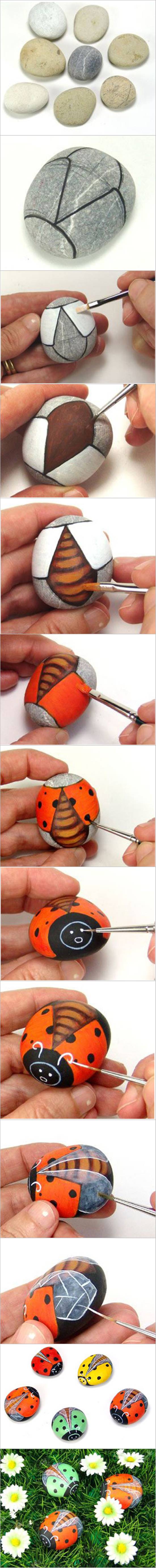 How to DIY Painted Pebble Ladybugs