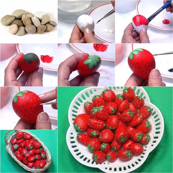 How to DIY Painted Rock Strawberries