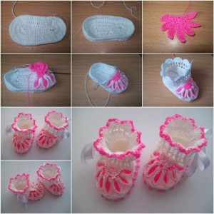 How to DIY Pretty Crochet Flower Baby Booties