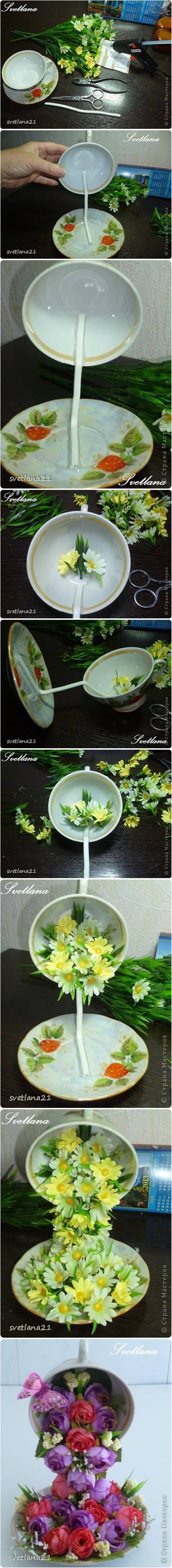 How to DIY Topiary Flower Flying Cup Decor