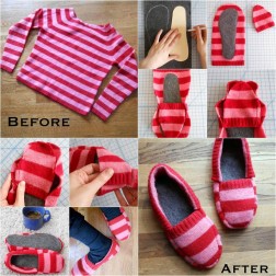 How to Upcycle Old Sweater into Slipper Boots