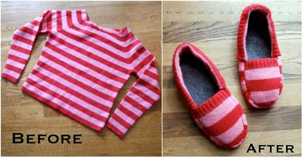 How to DIY Upcycle Old Sweater into Cozy Slippers