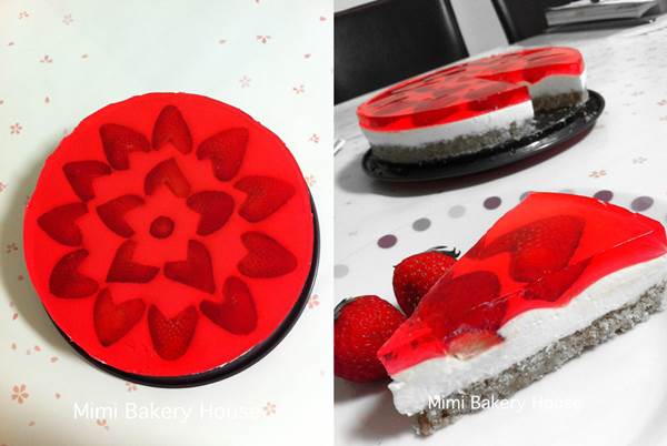 How to DIY Yummy Strawberry Jelly Hearts Cheesecake 4