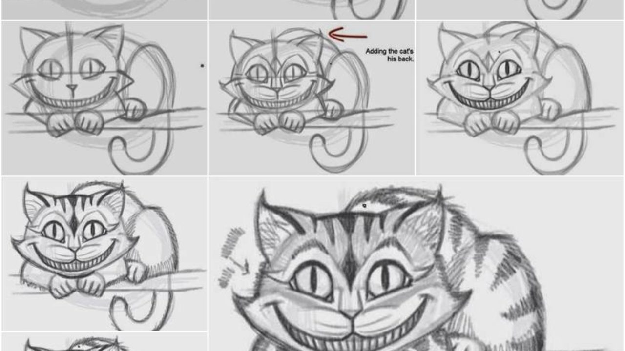 How To Draw The Cheshire Cat Easily