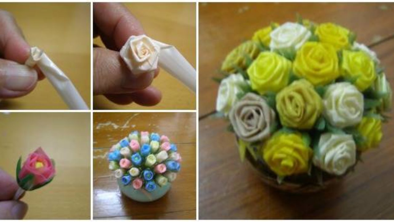 How to Make Plastic Bag Flowers In Creative Arts By Srujana TV - YouTube