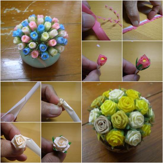 How to Make Beautiful Flowers from Drinking Straws DIY Tutorial