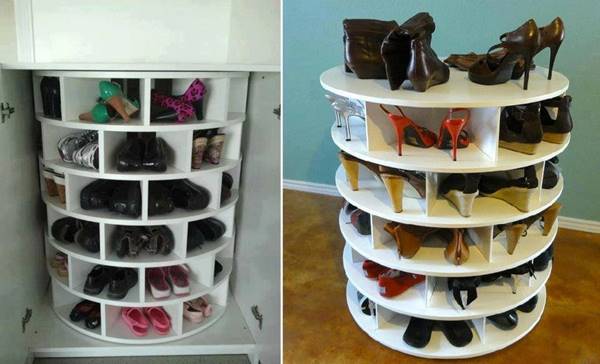 How to Make Lazy Susan Style Shoe Storage Rack DIY Tutorial