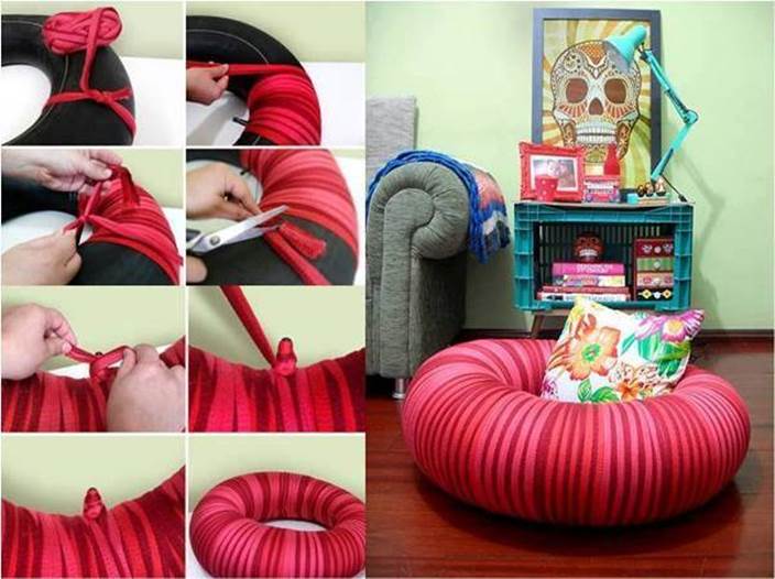 How to Make Pouf Chair from Old Tire DIY Tutorial
