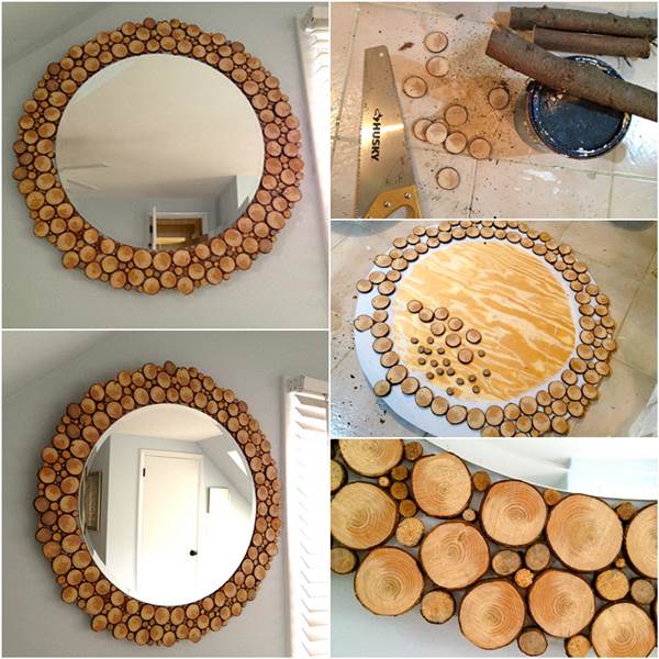 How to Make Wood Slices Decorated Mirror DIY Tutorial