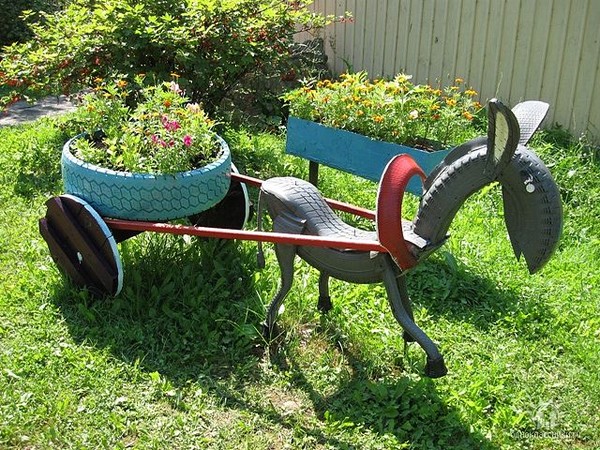40+ Creative DIY Ideas to Repurpose Old Tire into Animal Shaped Garden Decor --> Tire Donkey