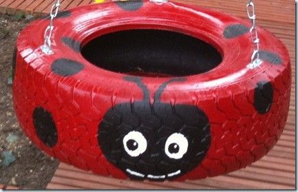 40+ Creative DIY Ideas to Repurpose Old Tire into Animal Shaped Garden Decor --> Tire Ladybug