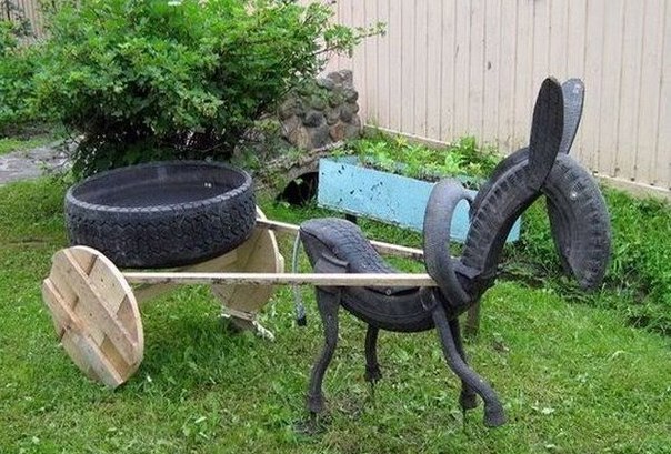 40+ Creative DIY Ideas to Repurpose Old Tire into Animal Shaped Garden Decor --> Tire Horse
