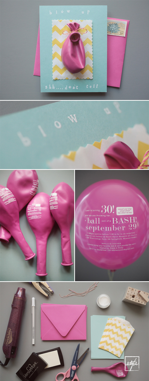 45+ Fun and Creative Ways to Use Balloons --> Balloon Invitation Card