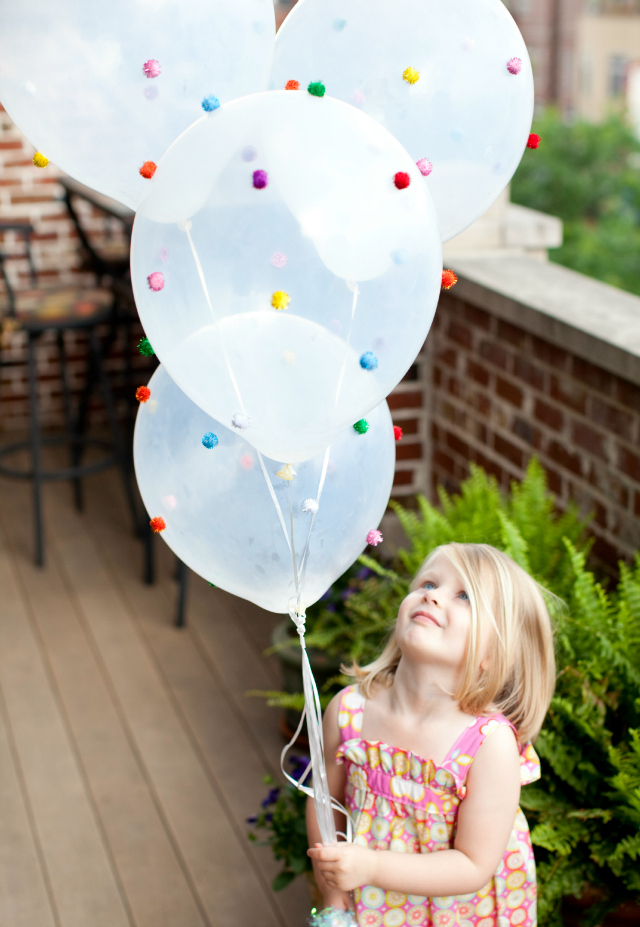 45+ Fun and Creative Ways to Use Balloons --> Pom-Pom Balloons!