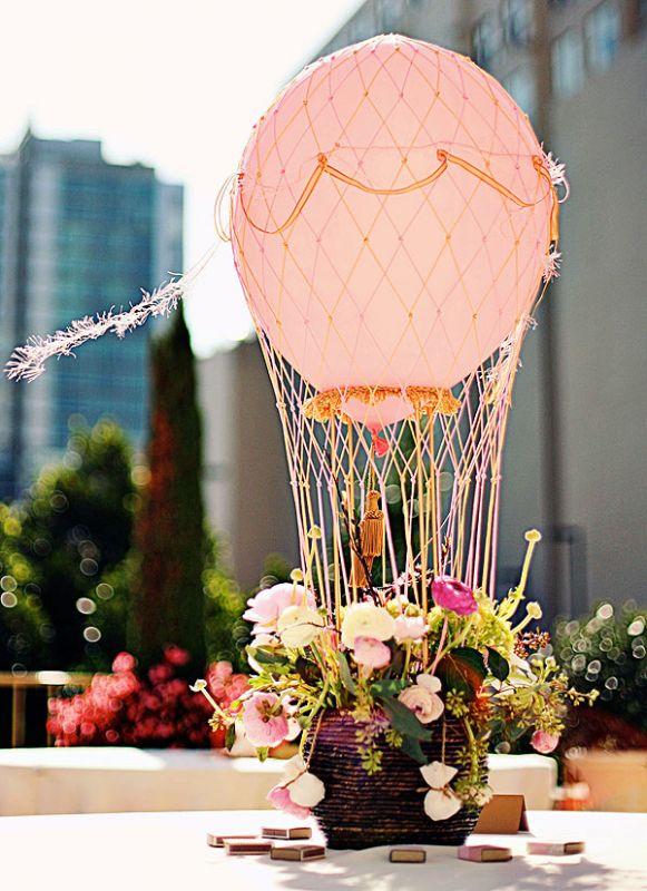 45+ Fun and Creative Ways to Use Balloons --> Hot Air Balloon Centerpiece