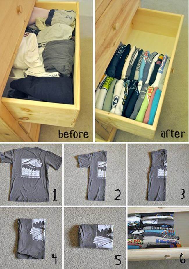 DIY How to Fold and Organize Tshirts in a Drawer