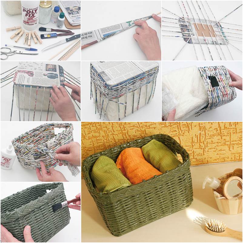 DIY How to Weave a Storage Basket from Old Newspaper