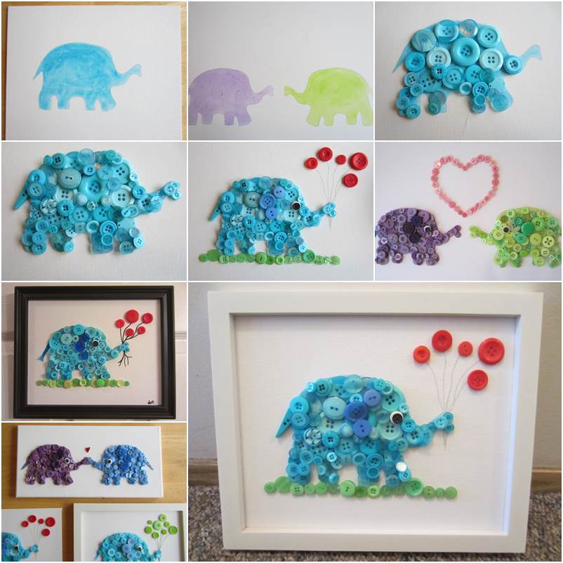 How to DIY Adorable Elephant Button Crafts