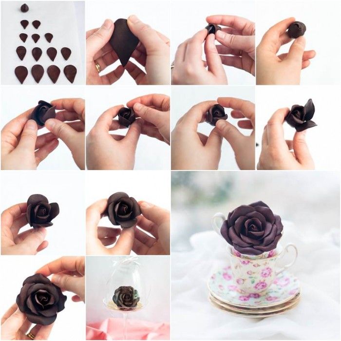 How To DIY Beautiful Modeling Chocolate Roses   How To DIY Beautiful Modeling Chocolate Rose 700x700 