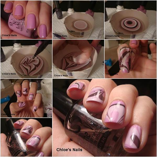 Carnival Water Marble Nail Art for Mardi Gras - FURIOUS FILER