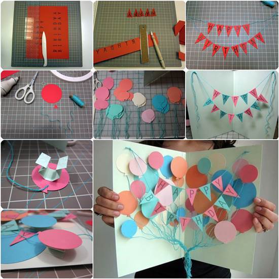 How to DIY Happy Birthday Banner and Balloon Card