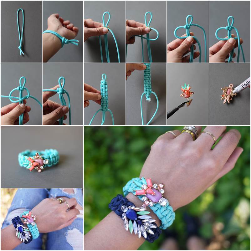 How to DIY Jeweled Embellished Paracord Bracelet