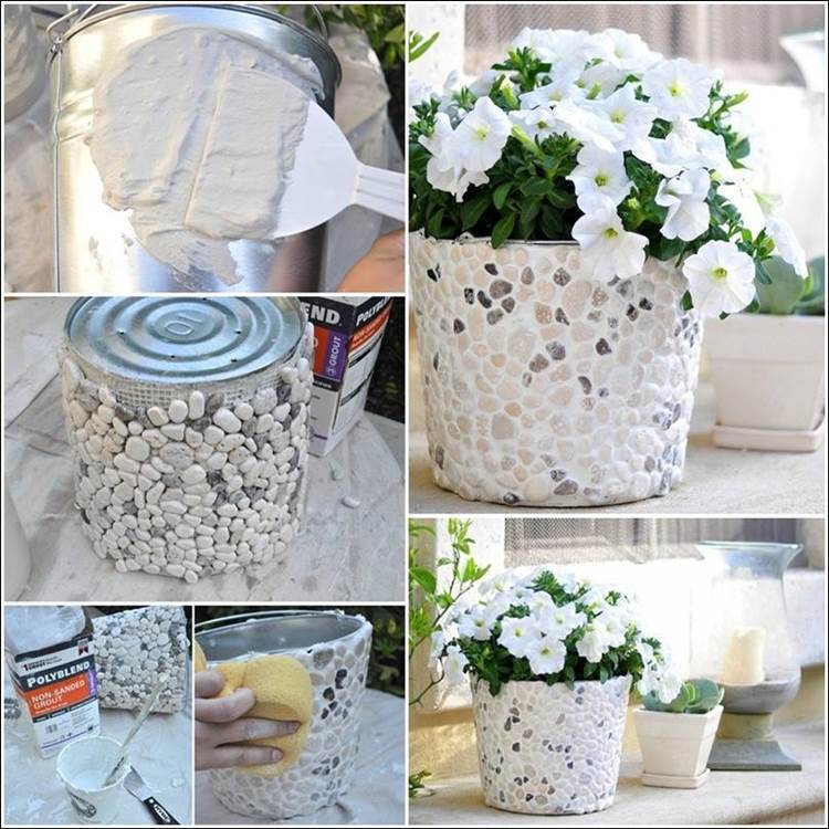 How to DIY Pebble Decorated Planter
