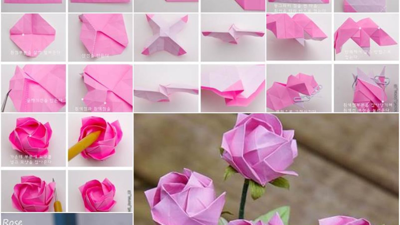 Post It Note Origami Rose