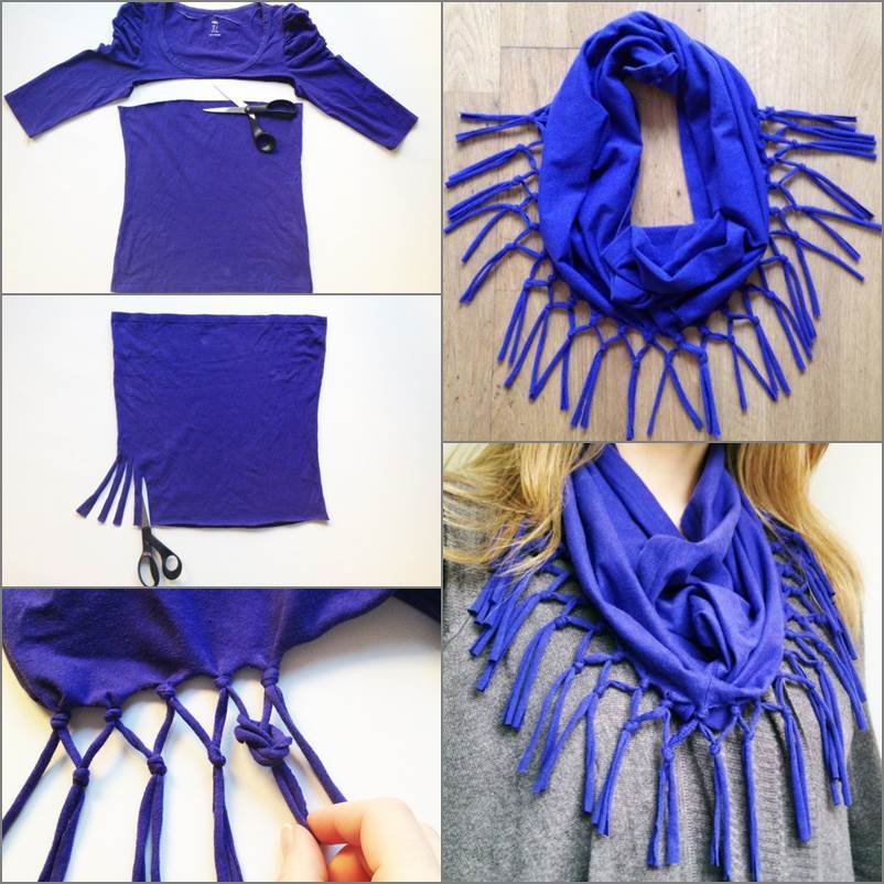 How to DIY Refashion a T-shirt into a Scarf