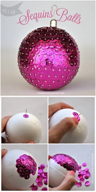 How to DIY Sequin Ball Christmas Ornament