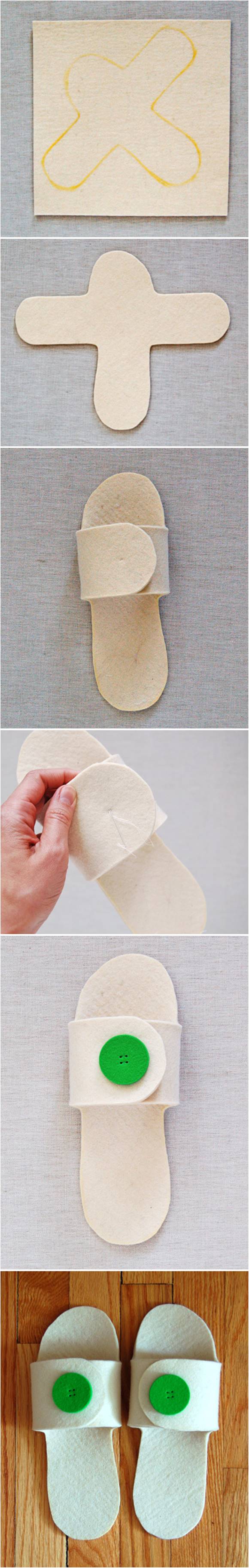 How to DIY Simple Felt Home Slippers